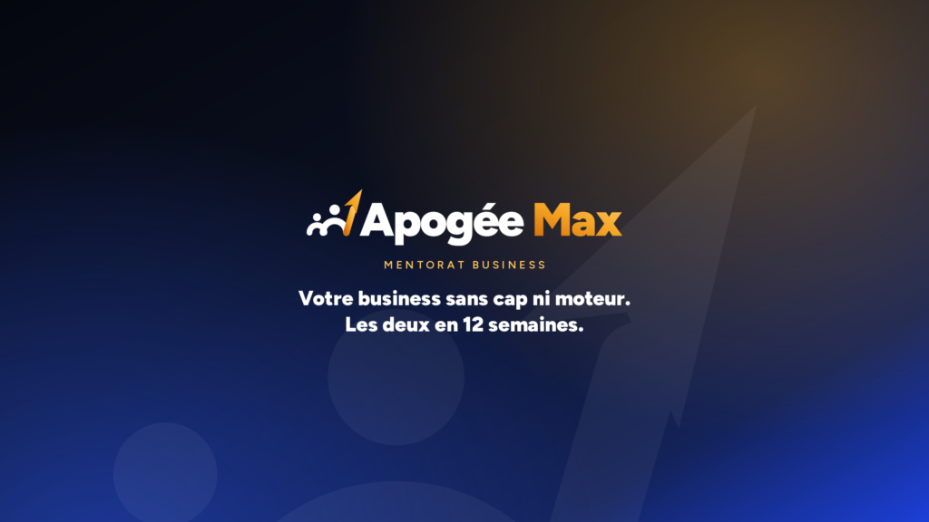 Logo Apogée Max, mentorat business, sur un fond bleu en dégradé.