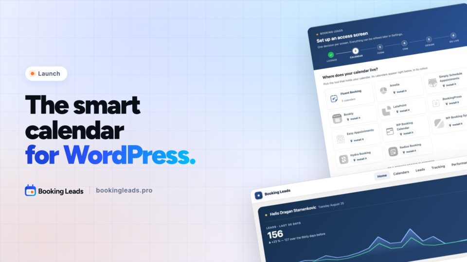 Booking Leads, the smart calendar for WordPress that recovers your lost clients and triples your appointments.