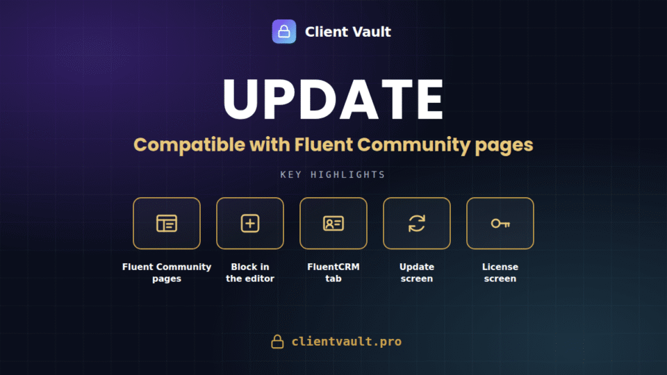 Client Vault 20.33: your vault now lives inside Fluent Community space pages