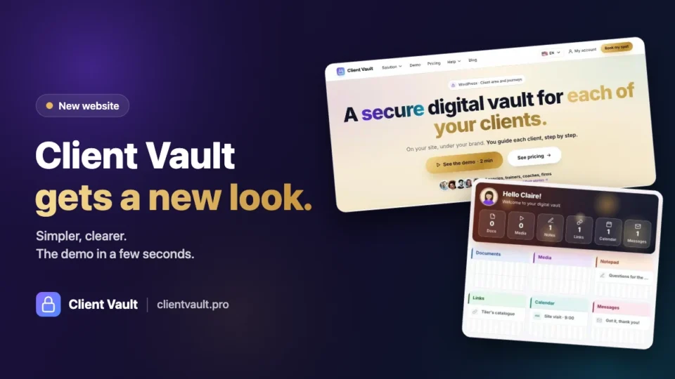 Client Vault gets a new look: a simpler website and a demo ready in a few seconds