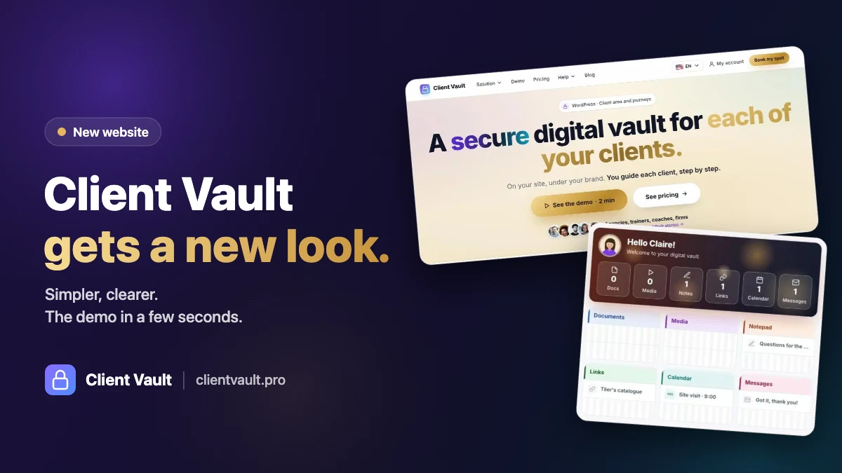 Client Vault gets a new look: a simpler new website, and the demo in a few seconds