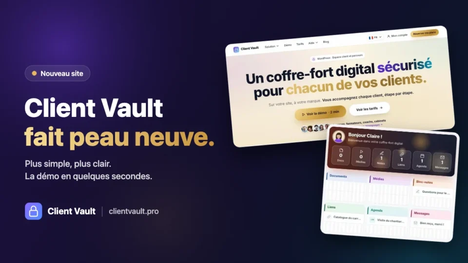Client Vault fait peau neuve : un site plus simple et une démo prête en quelques secondes