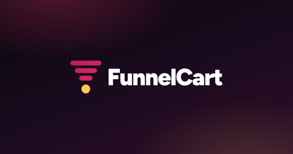 Logo FunnelCart avec une icône d'entonnoir stylisée sur fond sombre.