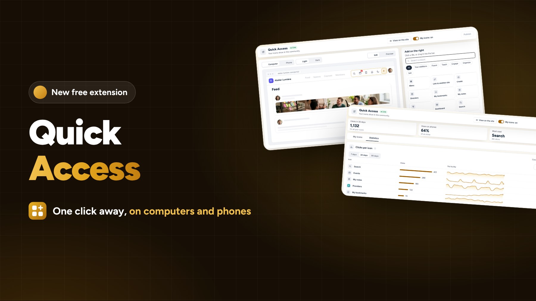 Featured image: “Quick Access”, with the settings screen and the Statistics tab.