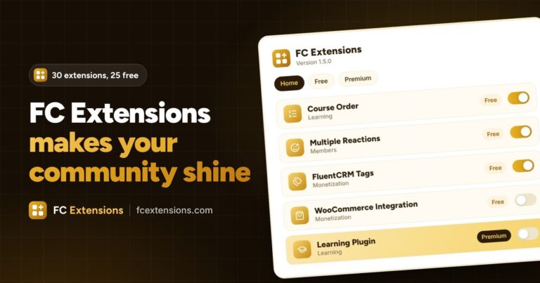 FC Extensions makes your community shine: the extensions screen with its switches.