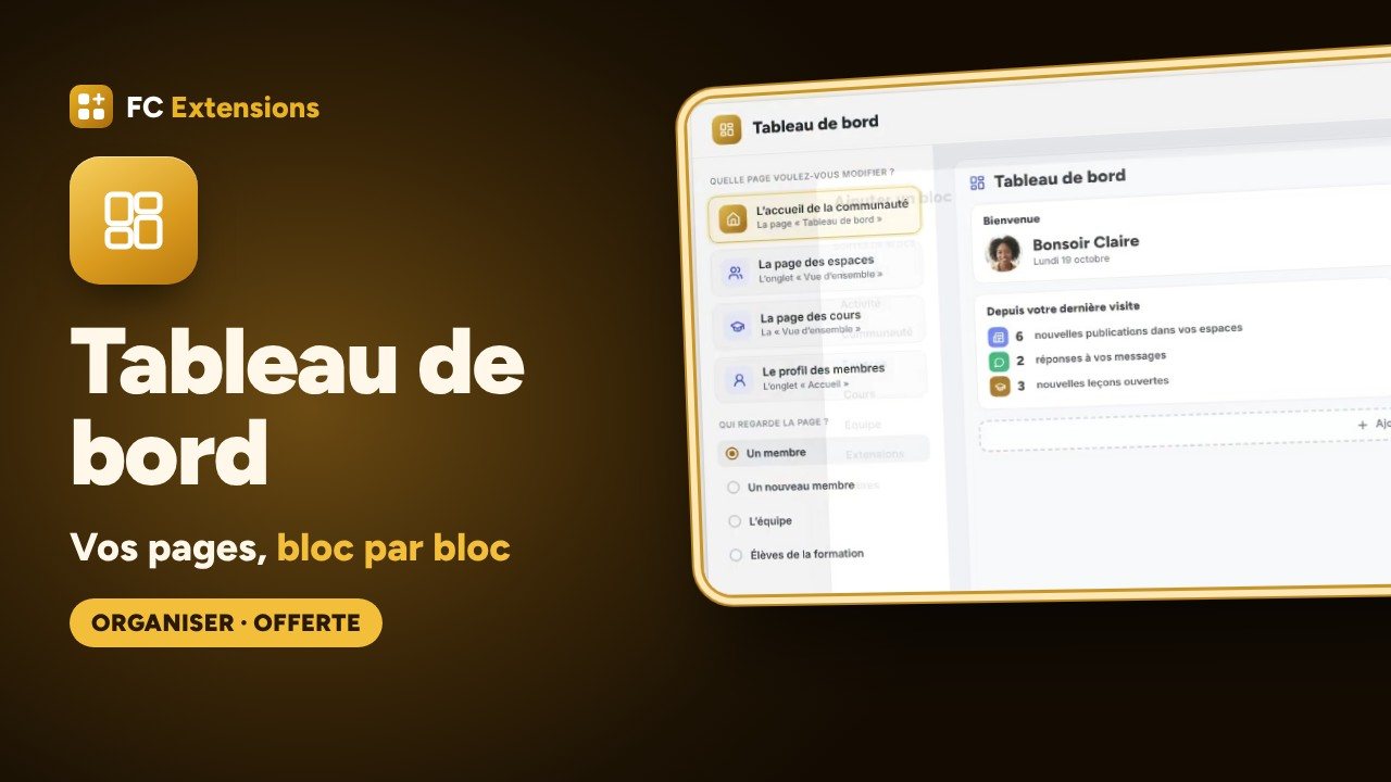 Tableau de bord pour FluentCommunity : vos pages, bloc par bloc