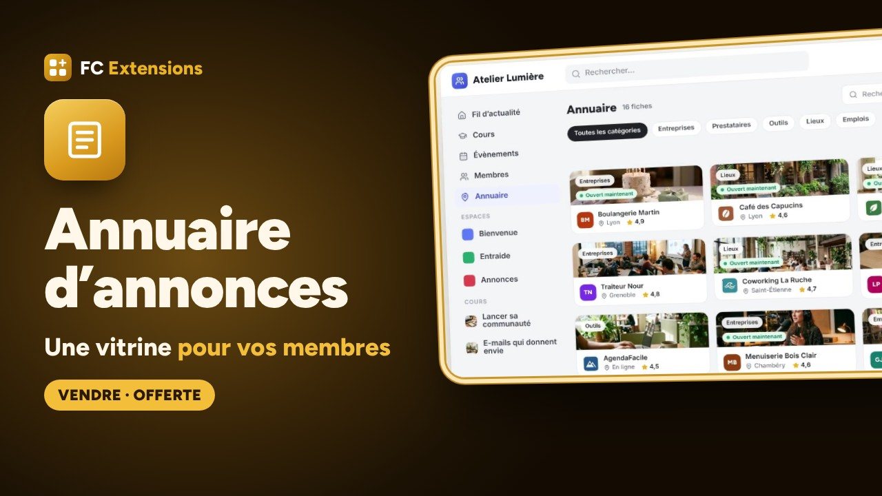 Annuaire d’annonces pour FluentCommunity : une vitrine pour vos membres