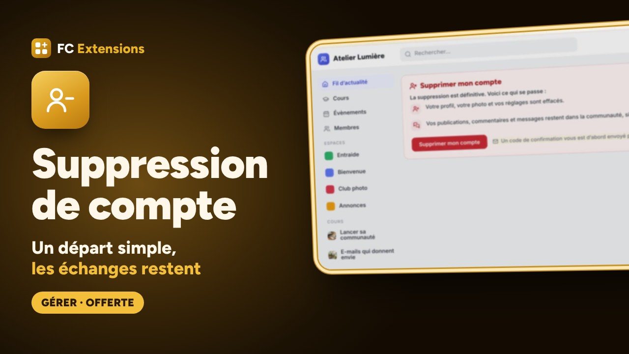 Suppression de compte pour FluentCommunity : un départ simple, les échanges restent