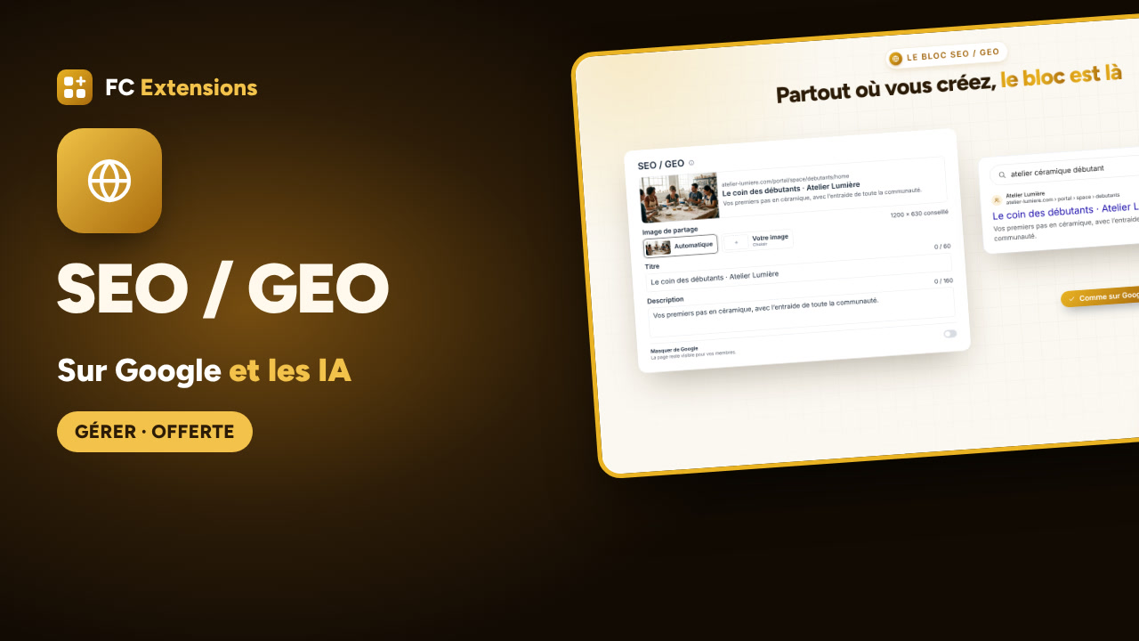 SEO / GEO pour FluentCommunity : votre communauté trouvée sur Google et citée par les IA