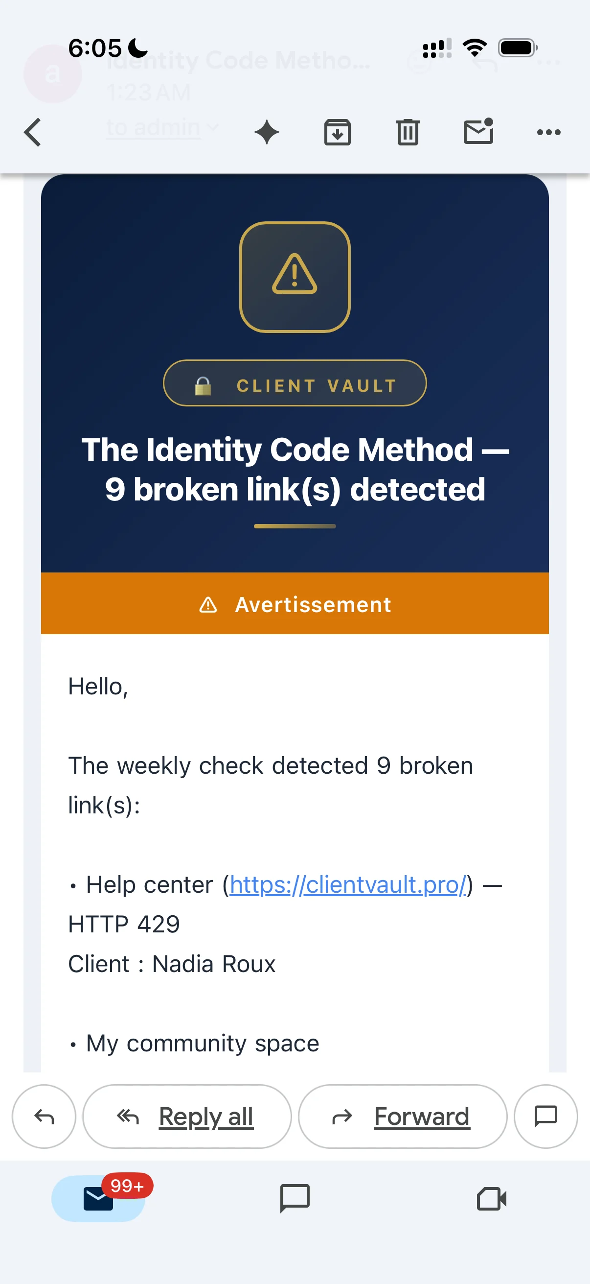 Weekly check- Warnings