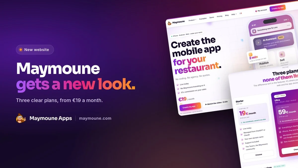 Maymoune Apps: a new website, three clear plans and AI included